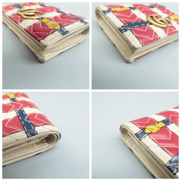 GUCCI White&Red Trompe L'Oeil Leather Wallet - Picture 11 of 12